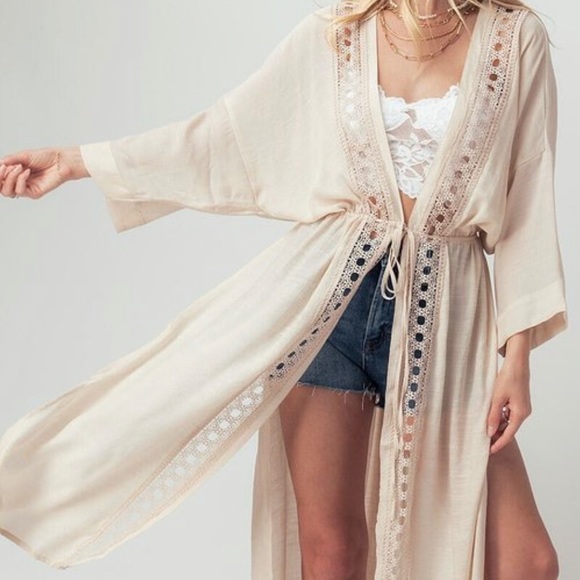 🆕Crochet longline cardigan in natural - Picture 3 of 4